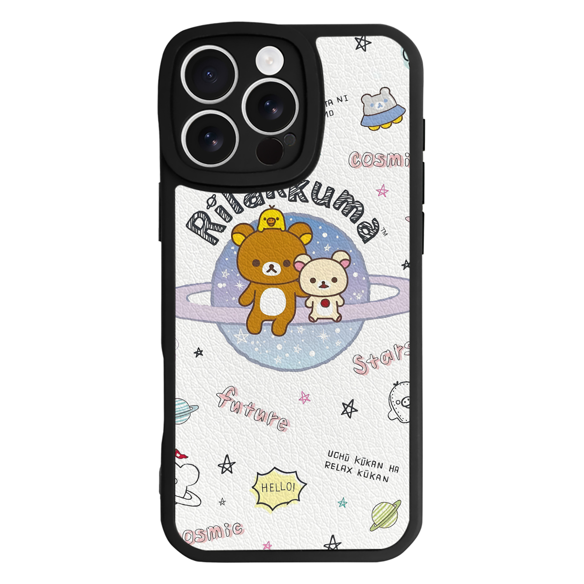 （画像用） リラックマ リラックマ キイロイトリ Rilakkuma Korilakkuma Kiiroitori 【iPhone 16シリーズ対応】シリコンスマホケース（レザー調） 材質：シリコン